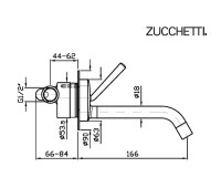 MEDIDAS MONOMANDO LAVABO MURAL ISYSTICK ZUCCHETTI 